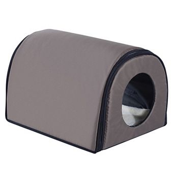 Heated Pet Cat House Bed Indoor Waterproof Kitty Shelter W/ Cushion