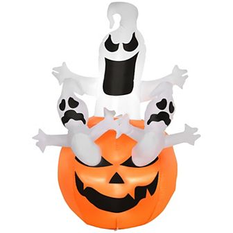 HOMCOM Inflatable Halloween Pumpkin Yard Decoration LED Light Up for Holiday