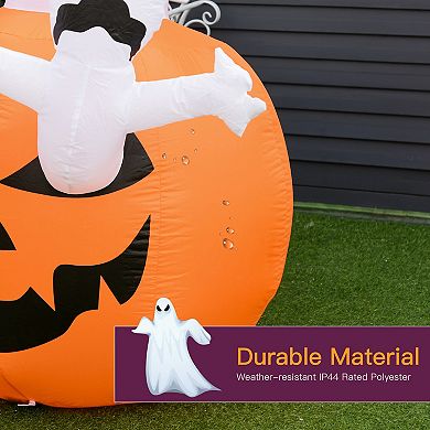 HOMCOM Inflatable Halloween Pumpkin Yard Decoration LED Light Up for Holiday