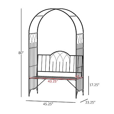 Outsunny 80inch Garden Arbor Bench Trellis for Vines Climbing Plant Outdoor Decor