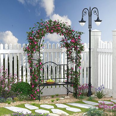 Outsunny 80inch Garden Arbor Bench Trellis for Vines Climbing Plant Outdoor Decor