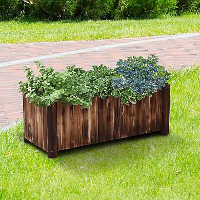 Outsunny Garden Flower Bed Wooden Patio Vegetable Planting Gardening