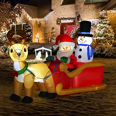 6.5 Ft Long Light Up Santa Outdoor Christmas Inflatable Decoration W/ Led Light