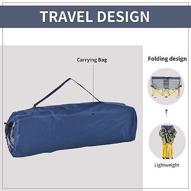 Outsunny Double Seat Camping Chair Folding Loveseat w/ Carry Bag & Grey