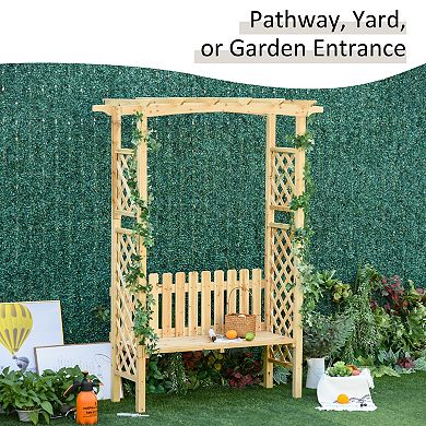 Outsunny Wood Arbor Arch Bench,