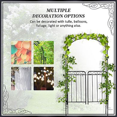 Outsunny 2.1M/7985 Metal Decorative Arch, Gate, Garden Arbor for Climbing Plant