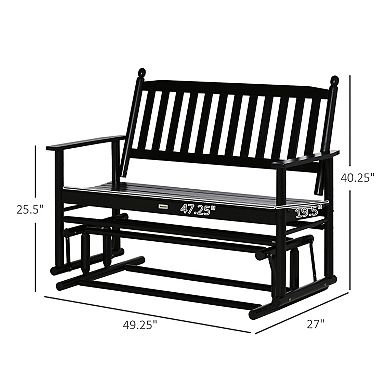 Outsunny Patio Glider Bench Outdoor Swing Rocking Chair Loveseat with Sturdy Wooden Frame Black