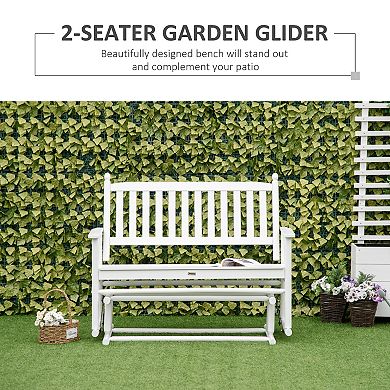 Outsunny Patio Glider Bench Outdoor Swing Rocking Chair Loveseat with Sturdy Wooden Frame Black