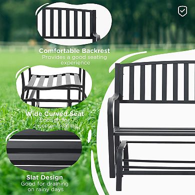 Patio Garden Glider 2 Person Outdoor Porch Gliding Chair Yard Furniture