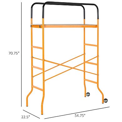 HOMCOM 4-Step Steel Steel Scaffold 2 Wheels Platform Anti-Skid Film