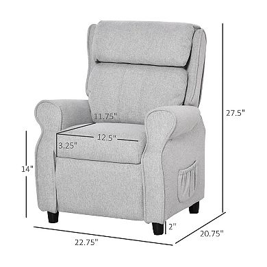 Qaba Kids Recliner Angle Adjustable Sofa Single Lounger Armchair Children Games Chair with Footrest 2 Side Pockets for 3 8 years Light Pink