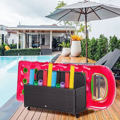 Outsunny Wicker Pool Float Storage Organizer, Pool Float Holder
