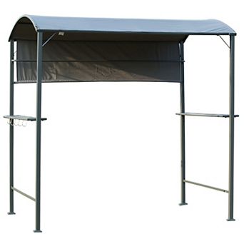 Outsunny 7ft Outdoor Double-tier BBQ Grill Canopy Gazebo w/ 2 Shelf, 5 Hooks