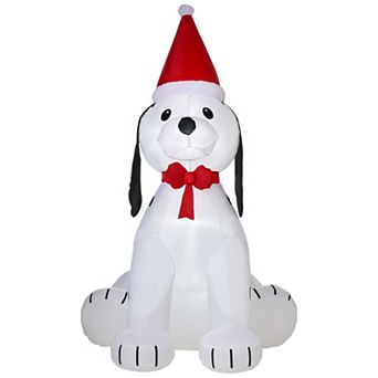 HOMCOM 6ft Christmas Inflatable Puppy Dog Wearing a Santa Hat Outdoor Blow Up Yard Decoration with LED Lights Display