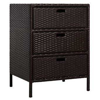 Outsunny Patio Wicker Pool Cabinet, Rattan Storage Cabinet Organizer