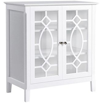 Elegant Scroll-framed Storage Server Cabinet With Elevated Base And 3 Shelves