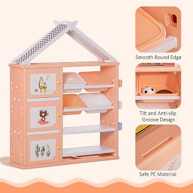 Qaba Clothes, Toys, and School Supplies Cabinet Storage Unit for Kids