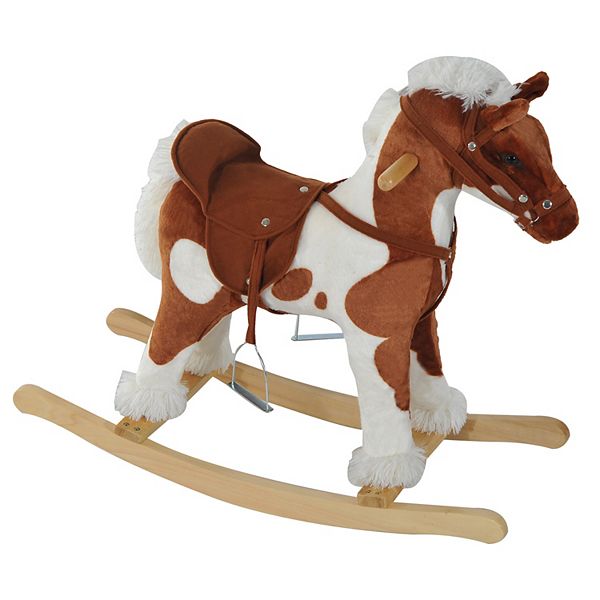 Qaba Kids Plush Ride On Toy Rocking Horse Toddler Plush Animal