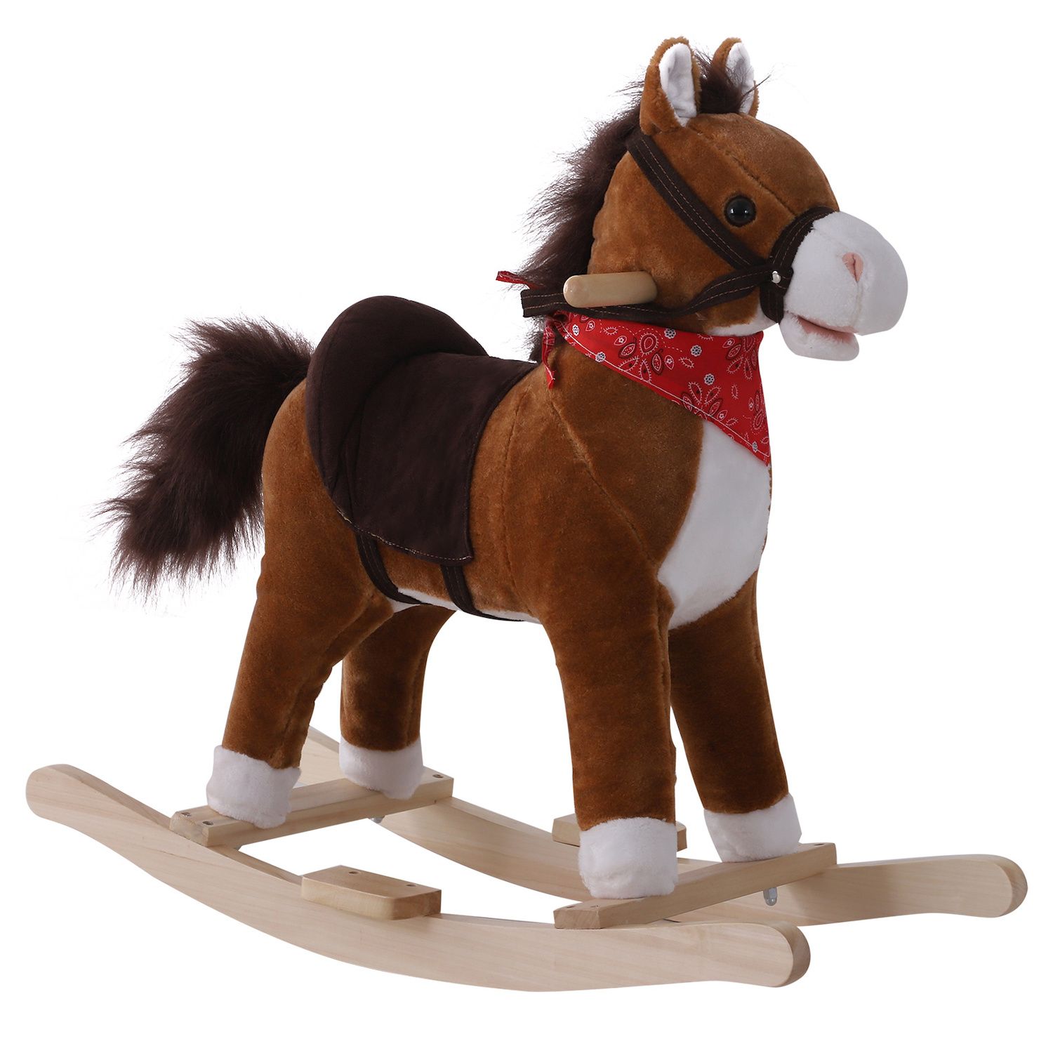 Qaba Kids Ride-on Rocking Horse Toy Llama Style Rocker Soft Plush