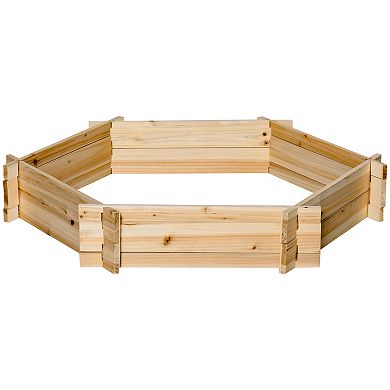 Outsunny 39'' x 36'' Screwless Raised Garden Bed Hexagon Planter Box Easy DIY Herb Garden for Vegetables Flowers