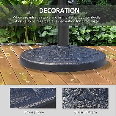 Round Decorative Cast Stone Umbrella Holder Base, 26.4 Lbs, Universal Coupler