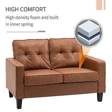 2-seater Loveseat With Spring Sponge Padded Cushion, Metal Frame For Home Office