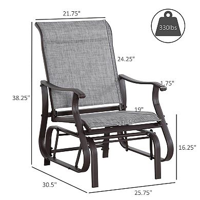 Outsunny Outdoor Swing Glider Chair, Patio Mesh Rocking Chair with Steel Frame for Backyard, Garden and Porch, Grey