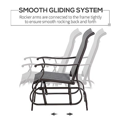 Outsunny Outdoor Swing Glider Chair Patio Mesh Rocking Chair with Steel Frame for Backyard Garden and Porch Grey