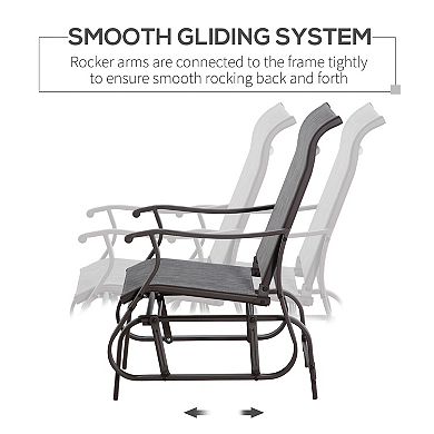 Outsunny Outdoor Swing Glider Chair, Patio Mesh Rocking Chair with Steel Frame for Backyard, Garden and Porch, Grey