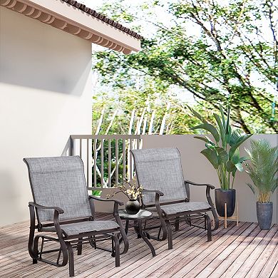 Outsunny Outdoor Swing Glider Chair Patio Mesh Rocking Chair with Steel Frame for Backyard Garden and Porch Grey