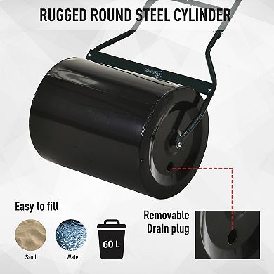Heavy Duty Garden Lawn Weighted Roller To Flatten Ground With Steel Build