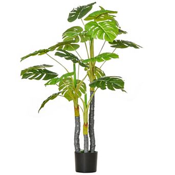 4' Artificial Monstera Deliciosa Potted Decorative Plant W/ 20 Realistic Leaves