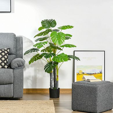 4' Artificial Monstera Deliciosa Potted Decorative Plant W/ 20 Realistic Leaves