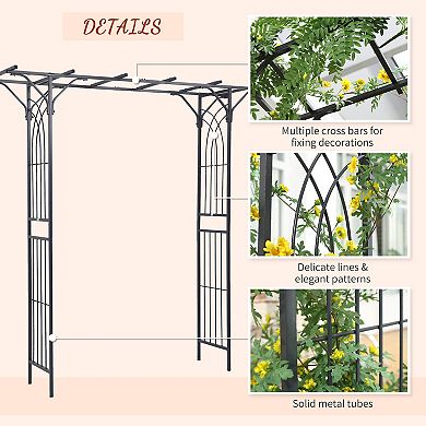 7ft Garden Arch Arbor for Decorative Climbing Plants Lawn Backyard Wedding