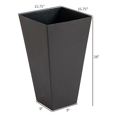 28" Tall Garden Plastic Flower Pot, Set Of 3, Large Outdoor & Indoor, Grey