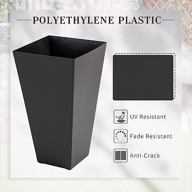 28" Tall Garden Plastic Flower Pot, Set Of 3, Large Outdoor & Indoor, Grey
