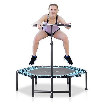 48" Foldable Adjustable Trampoline Bungee Exercise Cardio Fitness Jumper, Blue