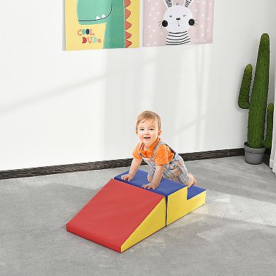 Soozier 2 Piece Climb and Crawl Activity Play Set Soft Secure Foam Playset for Toddler Preschooler Indoor Play Equipment Baby Learning Toys Multicolor