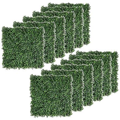 Outsunny 12 Piece 19" x 19" Milan Artificial Grass Water Drainage and Soft Feel Light Green