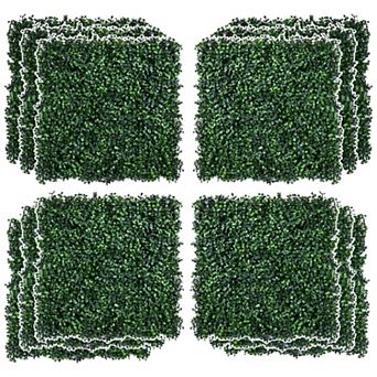Outsunny 12 pc 19" x 19" Milan Artificial Grass Water Drainage and Soft Feel Light Green