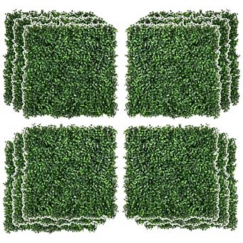 Outsunny 12 pc 19" x 19" Milan Artificial Grass Water Drainage and Soft Feel Light Green