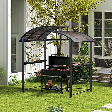 Outsunny 8' X 5' Grill Gazebo Shelter With Vented Pc Roof, Side Shleves