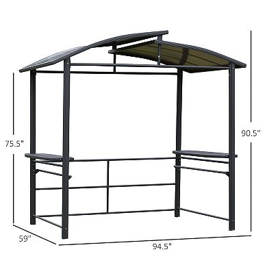 Outsunny 8' X 5' Grill Gazebo Shelter With Vented Pc Roof, Side Shleves