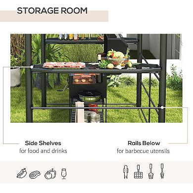 Outsunny 8ft x 5ft Grill Gazebo Shelter with Vented PC Roof, Side Shleves