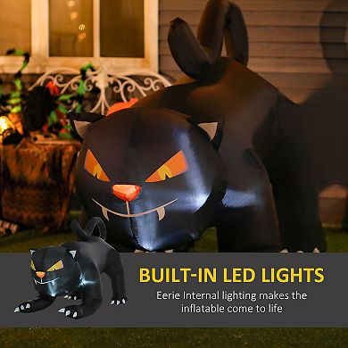 HOMCOM 6.2ft Inflatable Halloween Cat Blow Up LED Yard Display