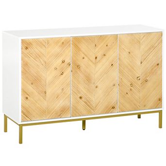 Accent Credenza Hallway Hutch Furniture W/adjustable Shelves And Push Open Doors