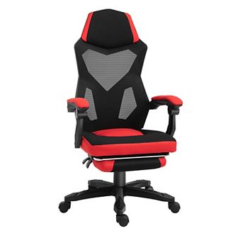 Office Chair Adjust Height Recliner With Retractable Footrest, Wheel, Mesh Back