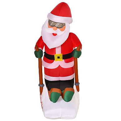 4ft Led Light Up Santa Claus Skiing Christmas Inflatable Outdoor Yard Decoration