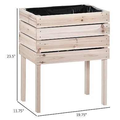 Raised Garden Beds, Set Of 4 Wood Box Planters, Draining, Flowers, Herbs