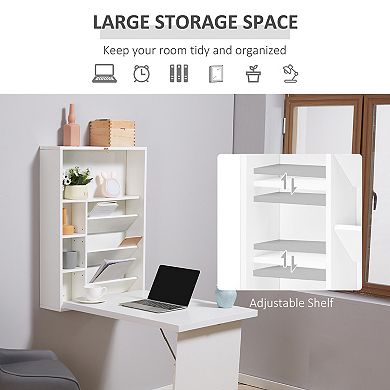 Foldable Convertible Desk Fold-out Floating Table Storage Furniture